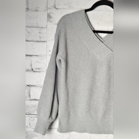 Light Blue Knit Deep V-Neck Sweater By Pink Rose - Picture 3 of 10